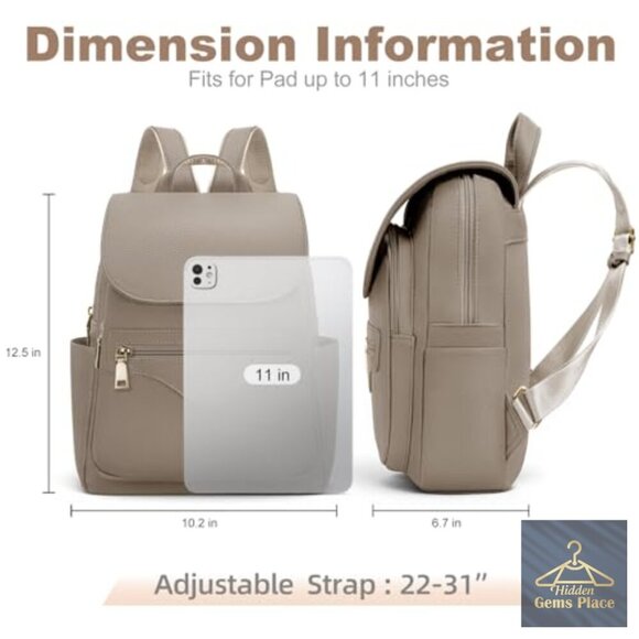 Mini Backpack Purse with RFID Wallet & Tablet Sleeve, Vegan Leather Daypack